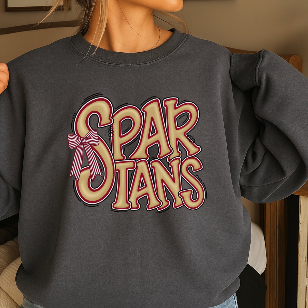 Spartans Coquette Bow Crewneck Sweatshirt