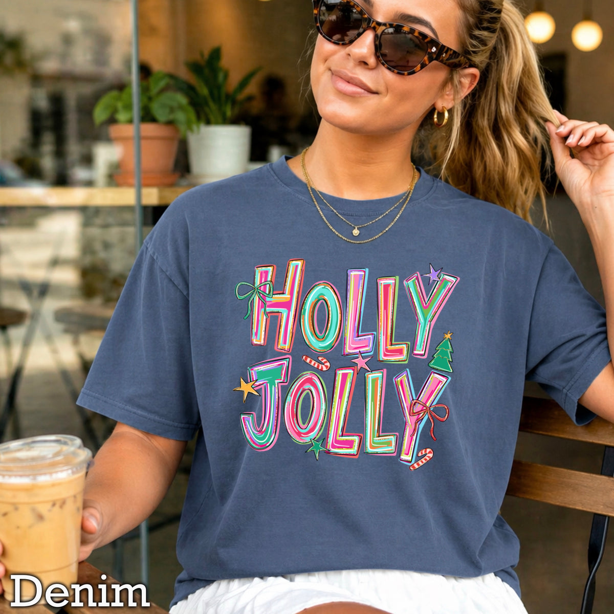 Holly Jolly Christmas Comfort Color Graphic Tee