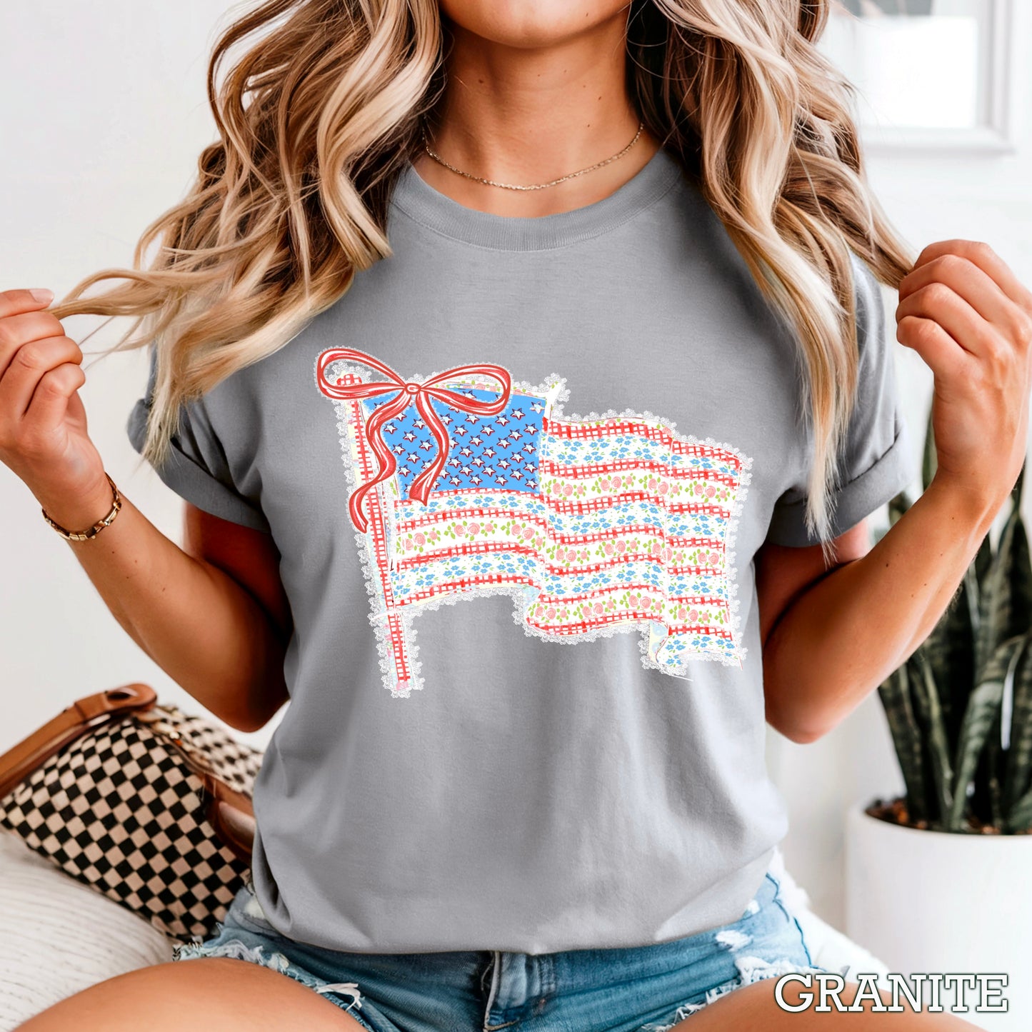 American Lace Flag Comfort Color Graphic Tee