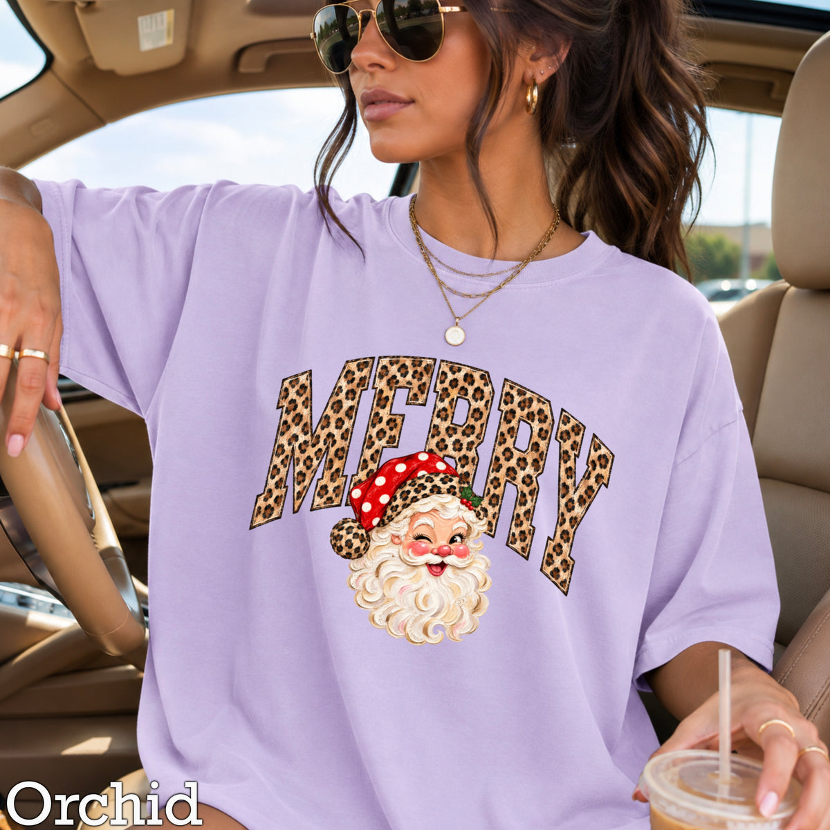 Leopard Merry Christmas Comfort Color Graphic Tee