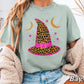 Leopard Witches Hat Halloween Comfort Color Graphic Tee