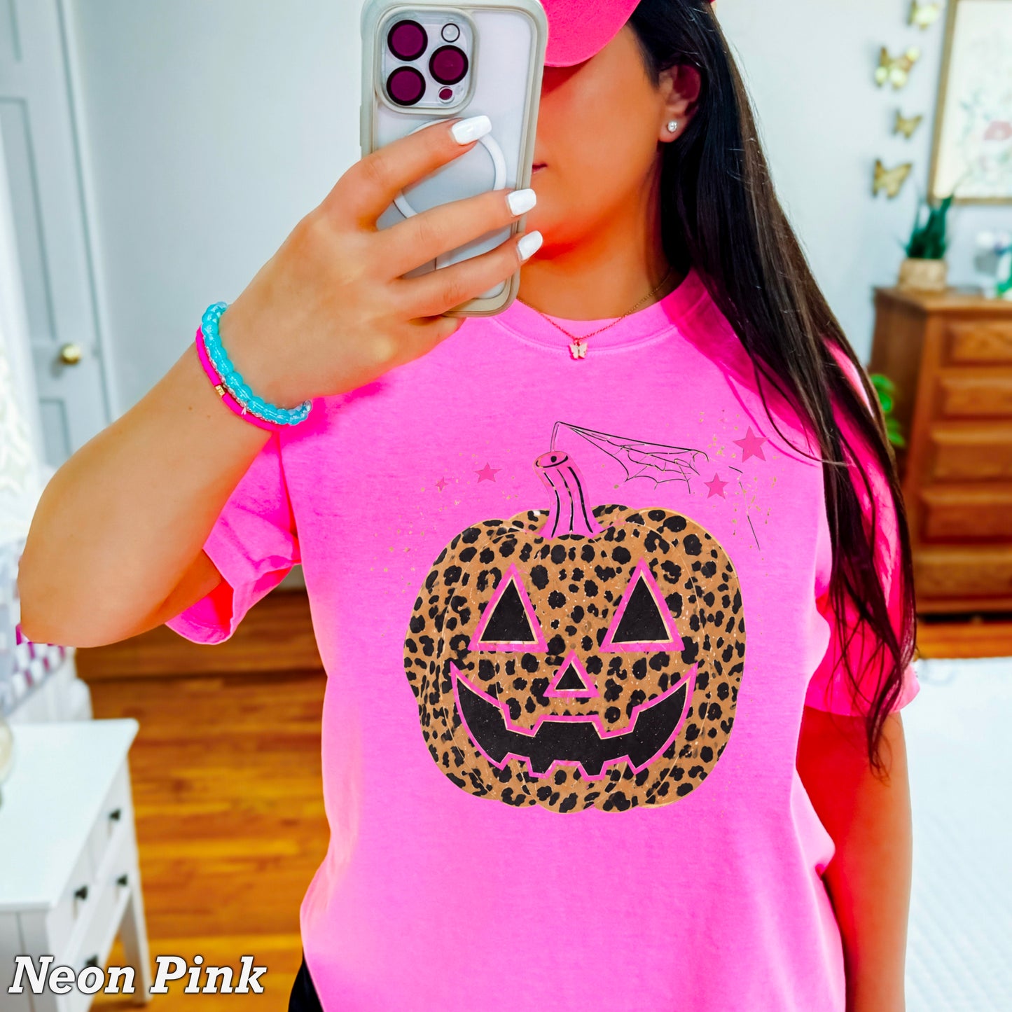 Leopard Pumpkin Halloween Comfort Color Graphic Tee