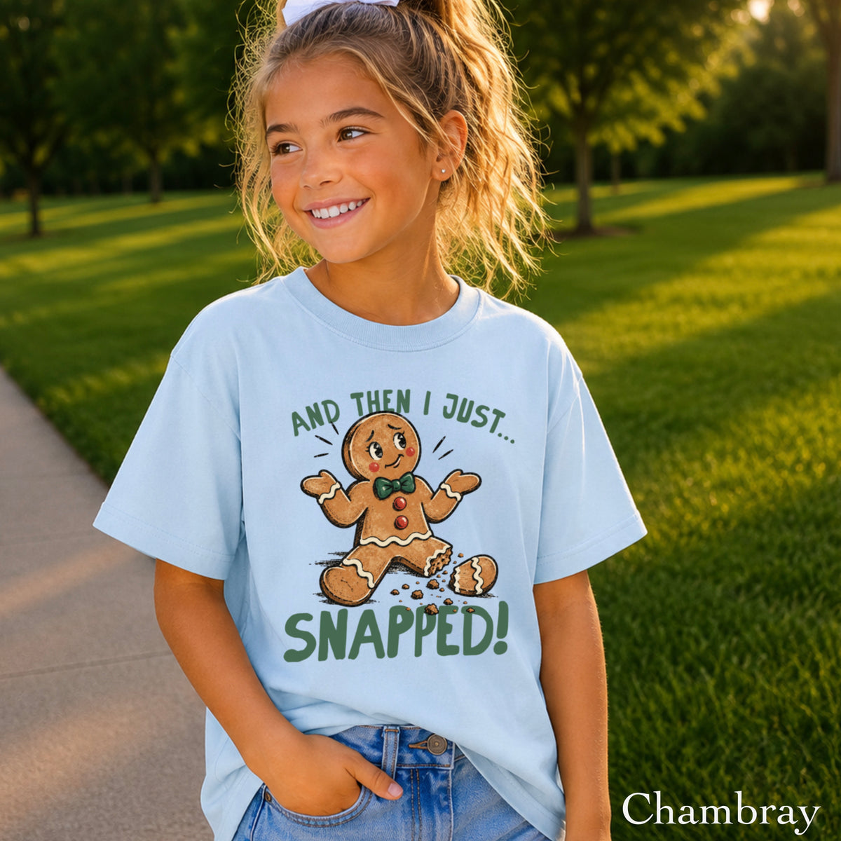 Gingerbread And Then I Just Snapped Christmas Youth Comfort Color T-Shirt