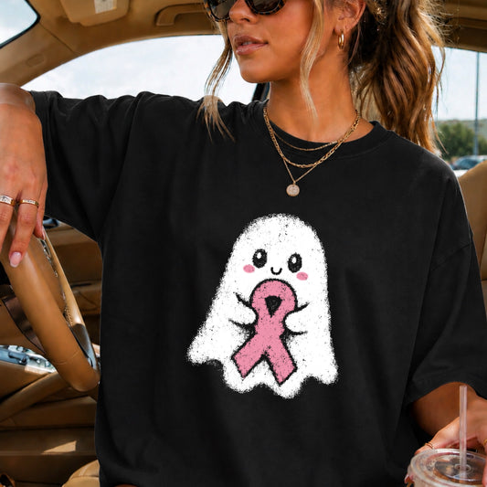 Breast Cancer Ghost Comfort Color Graphic Tee