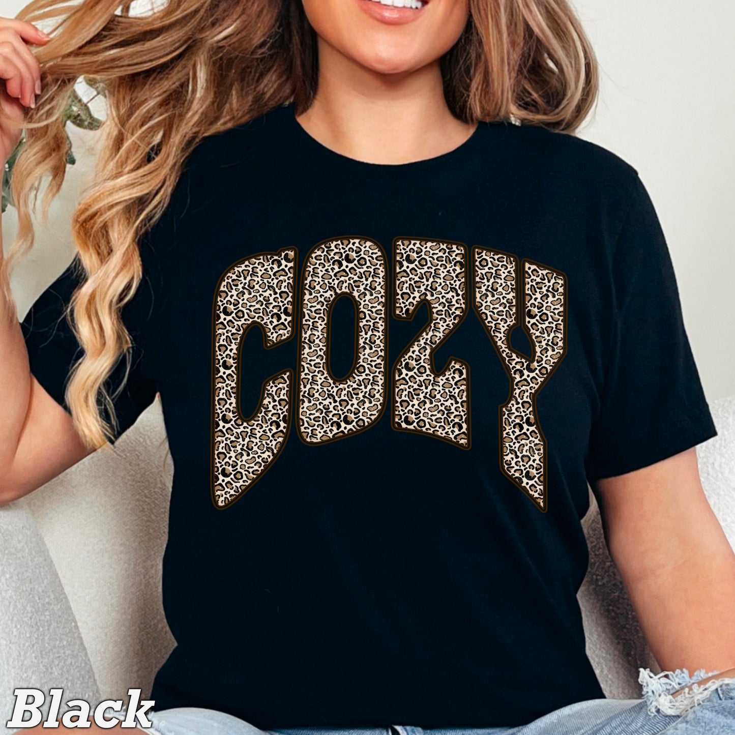 Leopard Cozy Fall Comfort Color Graphic Tee