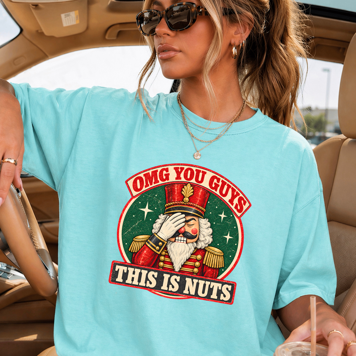 OMG You Guys This Is Nuts Christmas Comfort Color Graphic Tee