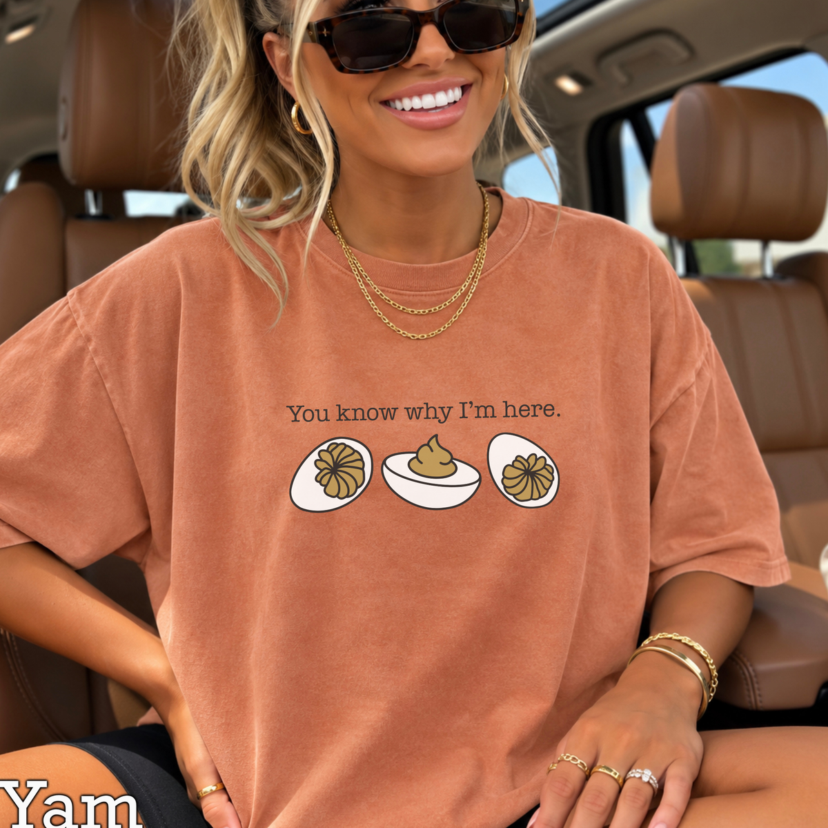Deviled Eggs You Know Why I'm Here Comfort Color Graphic Tee