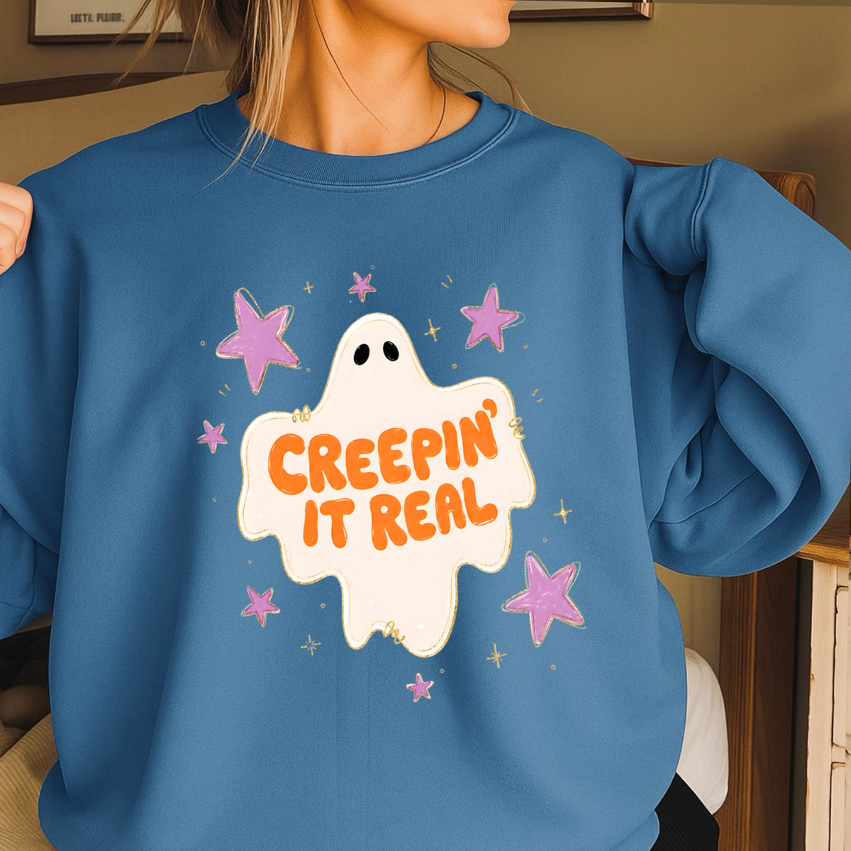 Creepin It Real Halloween Crewneck Sweatshirt