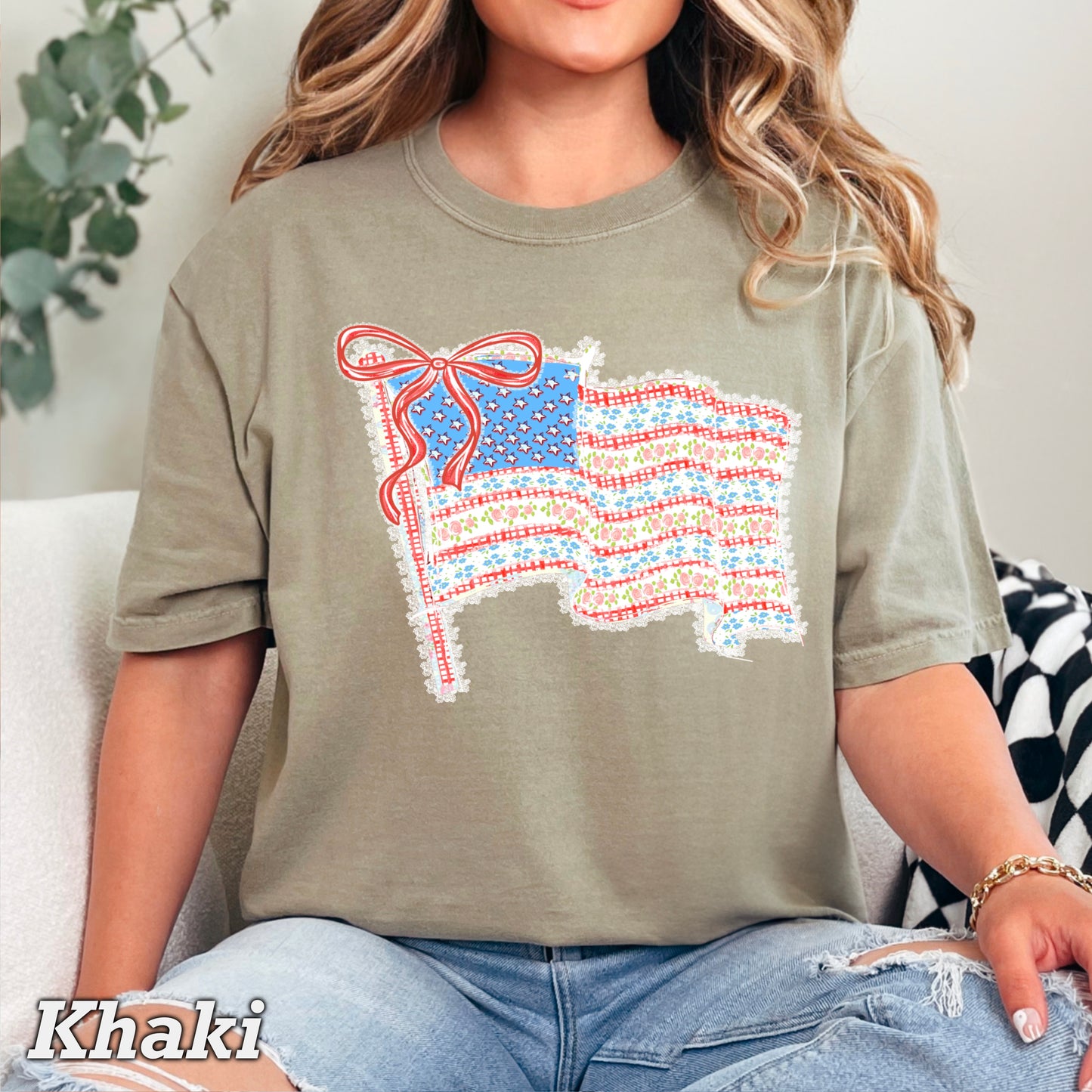 American Lace Flag Comfort Color Graphic Tee
