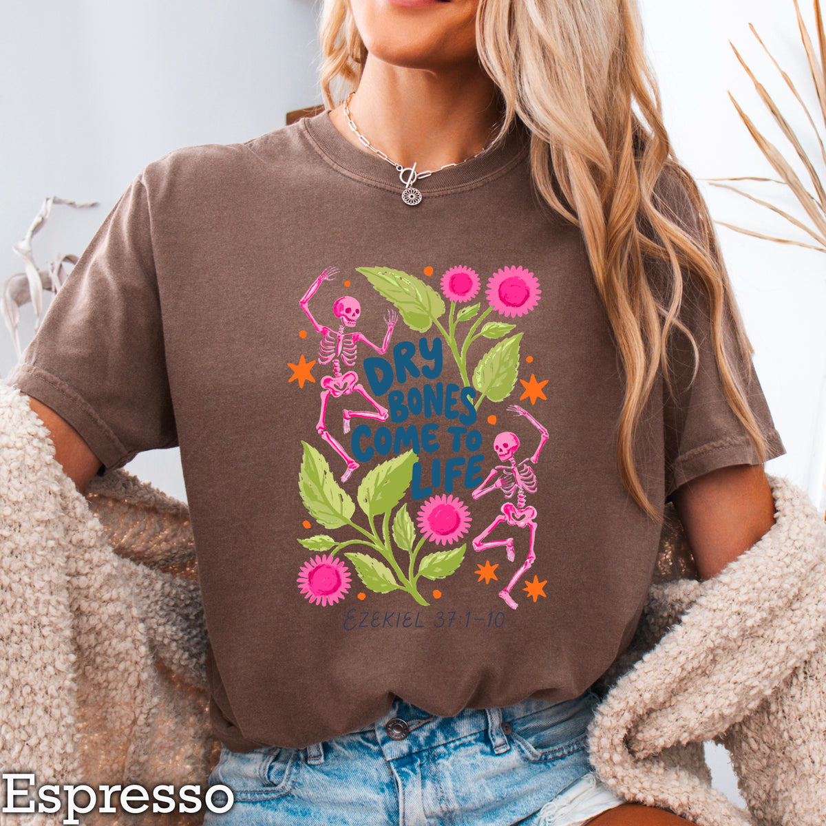 Dry Bones Come To Life Ezekiel 37 Navy Lettering Comfort Color Graphic Tee