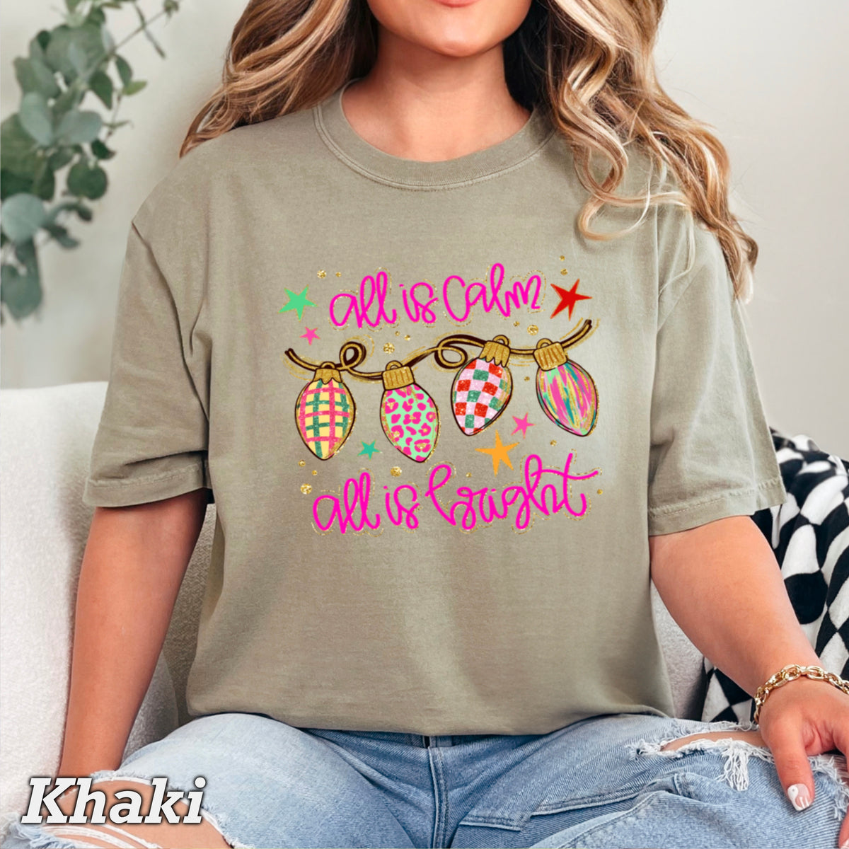All Is Calm Christmas Comfort Color Graphic Tee