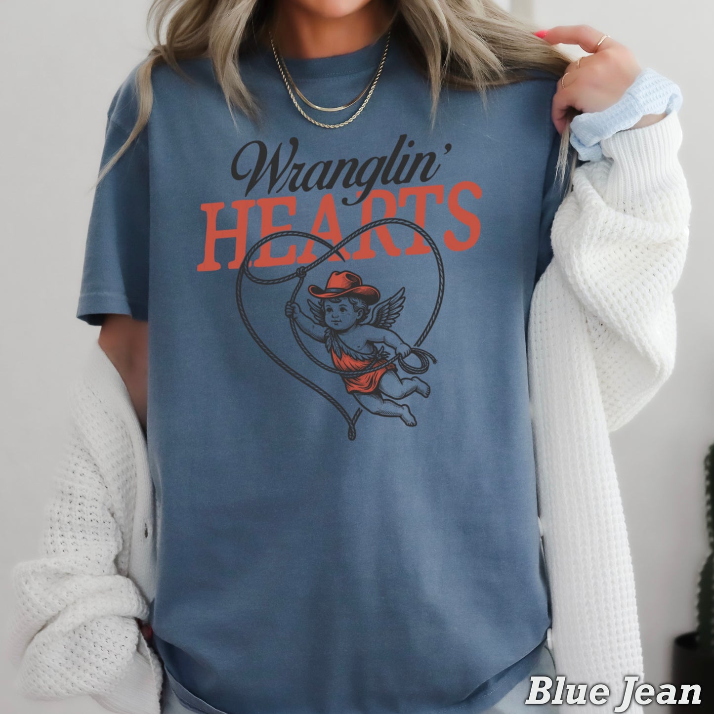 Wranglin Hearts Valentine’s Day Comfort Color Graphic Tee