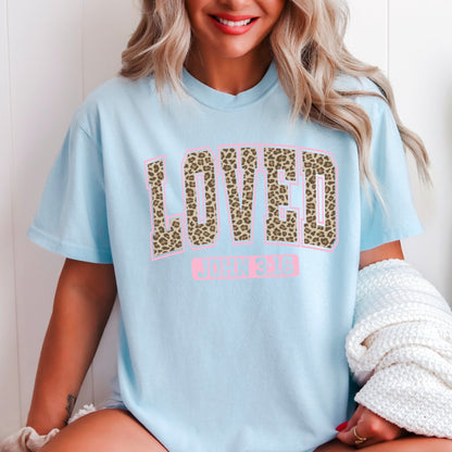 Leopard Loved John 3:16 Valentine’s Day Comfort Color Graphic Tee