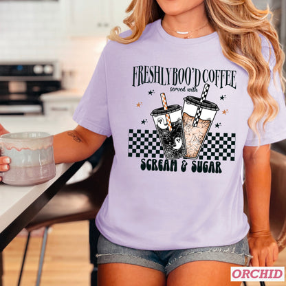 Freshly Boo’d Coffee Halloween Comfort Color Graphic Tee