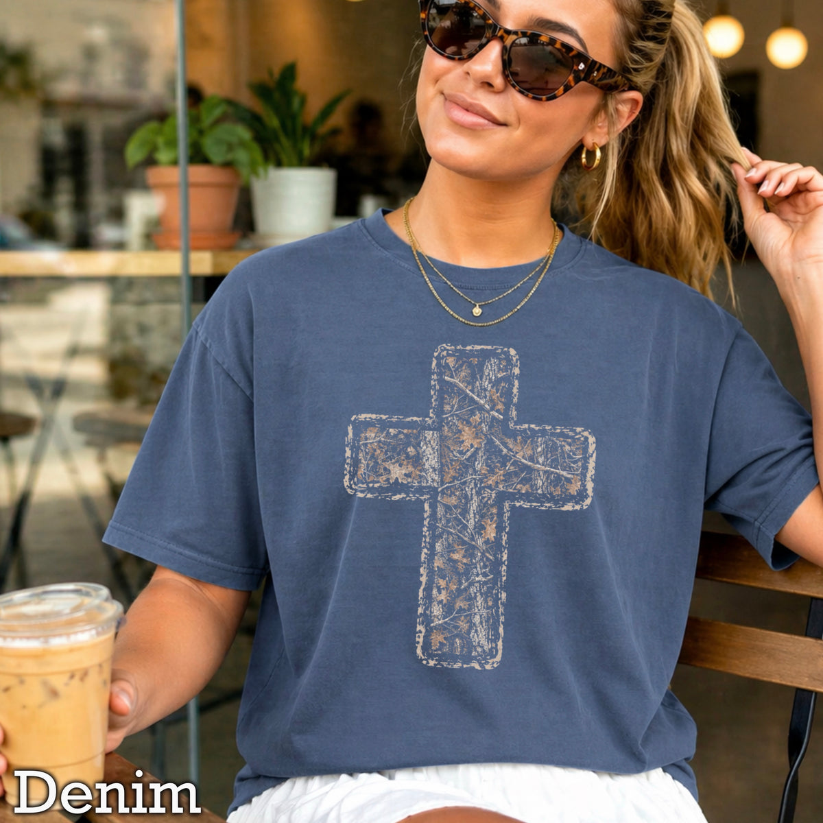 Camo Cross Christian Comfort Color Graphic Tee