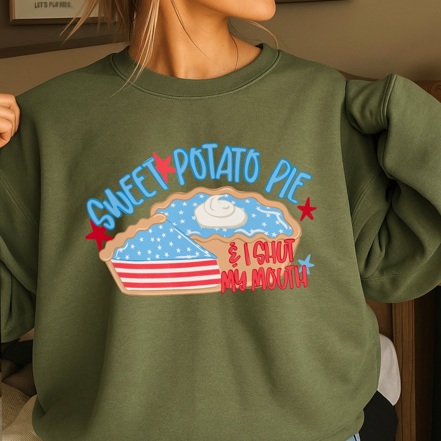 Sweet Potato Pie Patriotic Crewneck Sweatshirt
