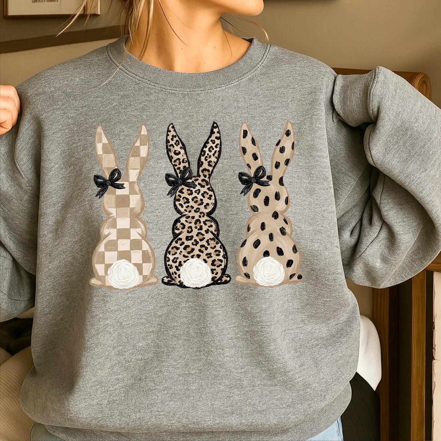 Ester Rabbits Trio Easter Crewneck Sweatshirt