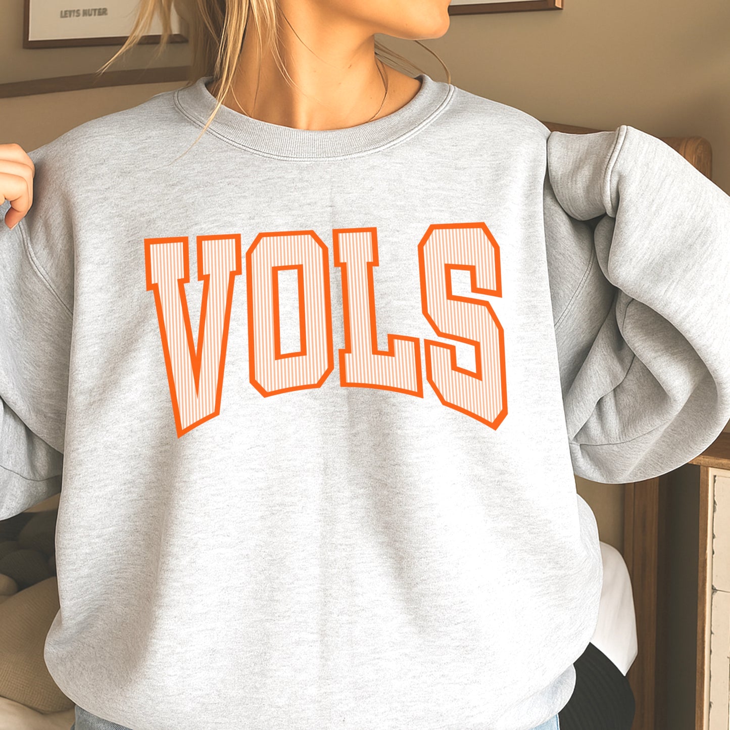 Orange & White College Game Day Crewneck Sweatshirt