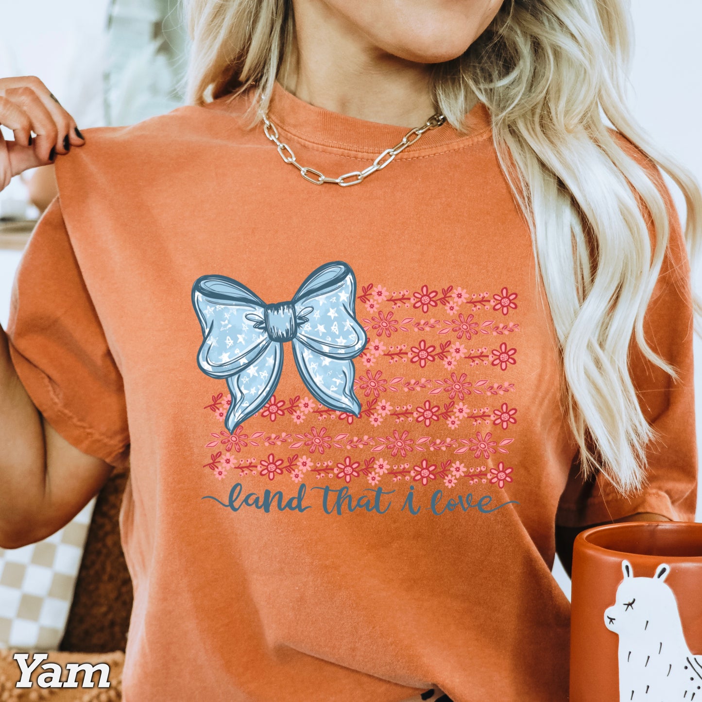 Land Of The Free Patriotic Comfort Color Graphic Tee