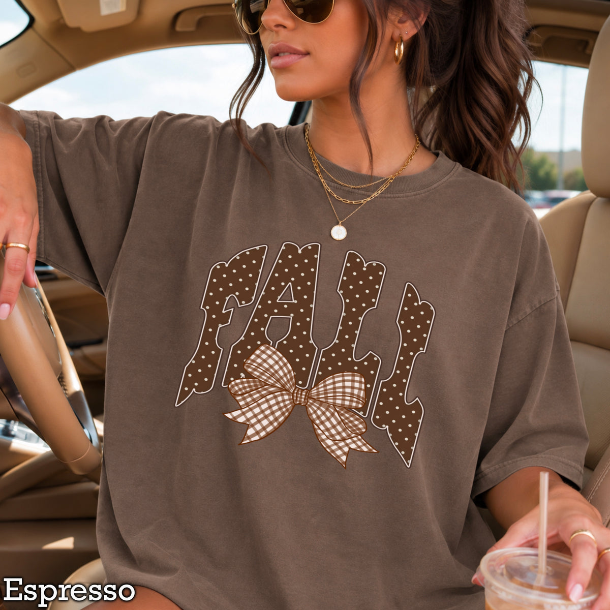 Fall Gingham Comfort Color Graphic Tee