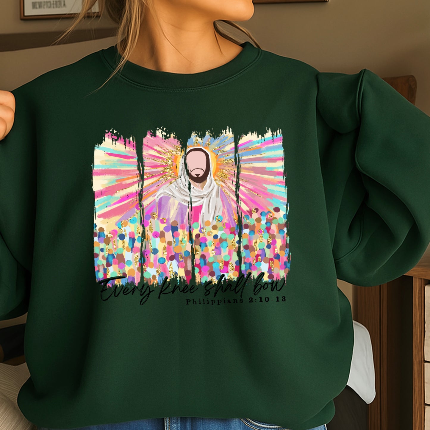 Every Knee Shall Bow Easter Crewneck Sweatshirt