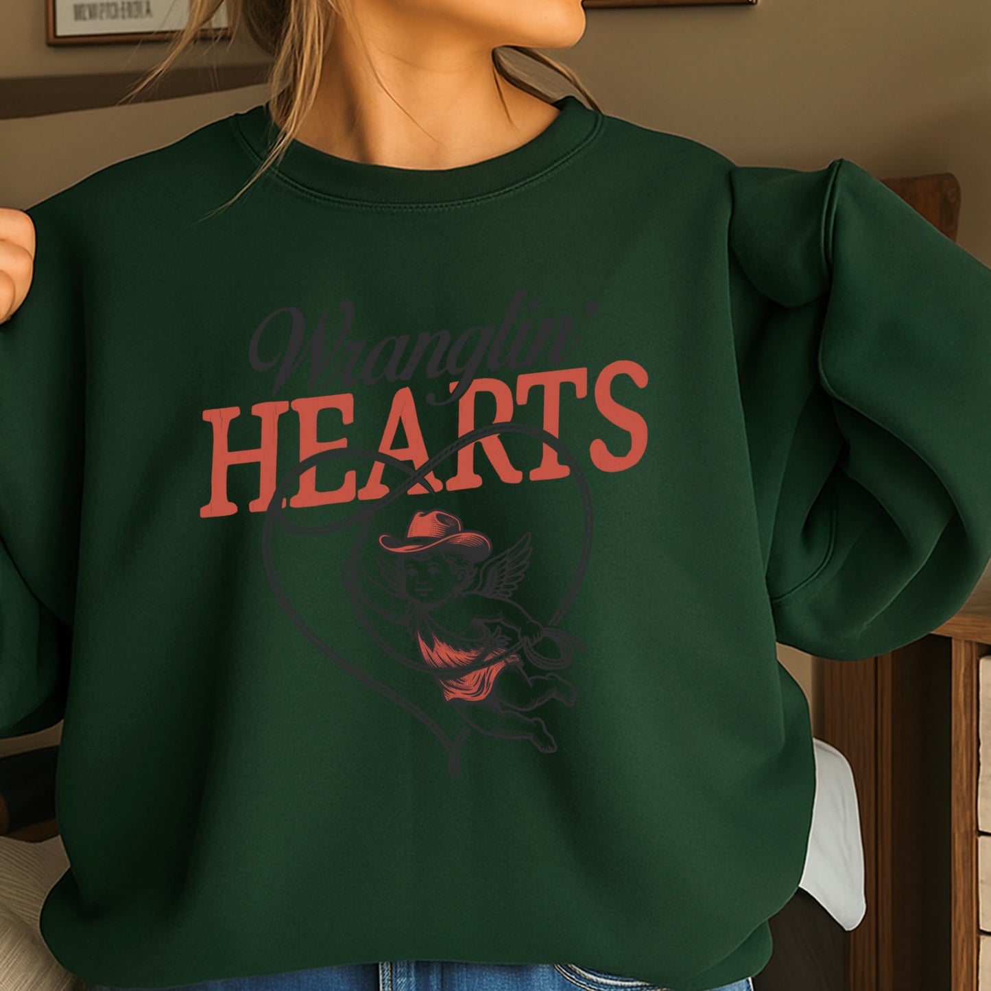 Wranglin Hearts Valentine’s Day Crewneck Sweatshirt