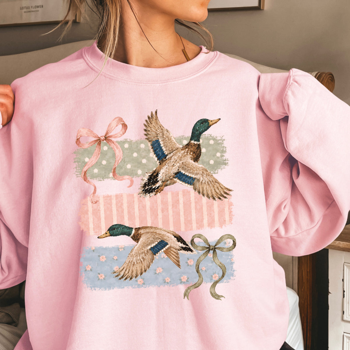 Mallard Ducks & Bows Crewneck Sweatshirt