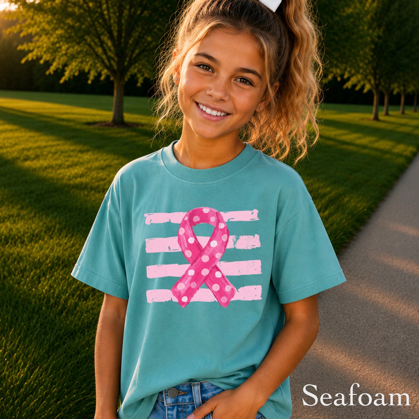 Breast Cancer Awareness Ribbon Youth Comfort Color T-Shirt