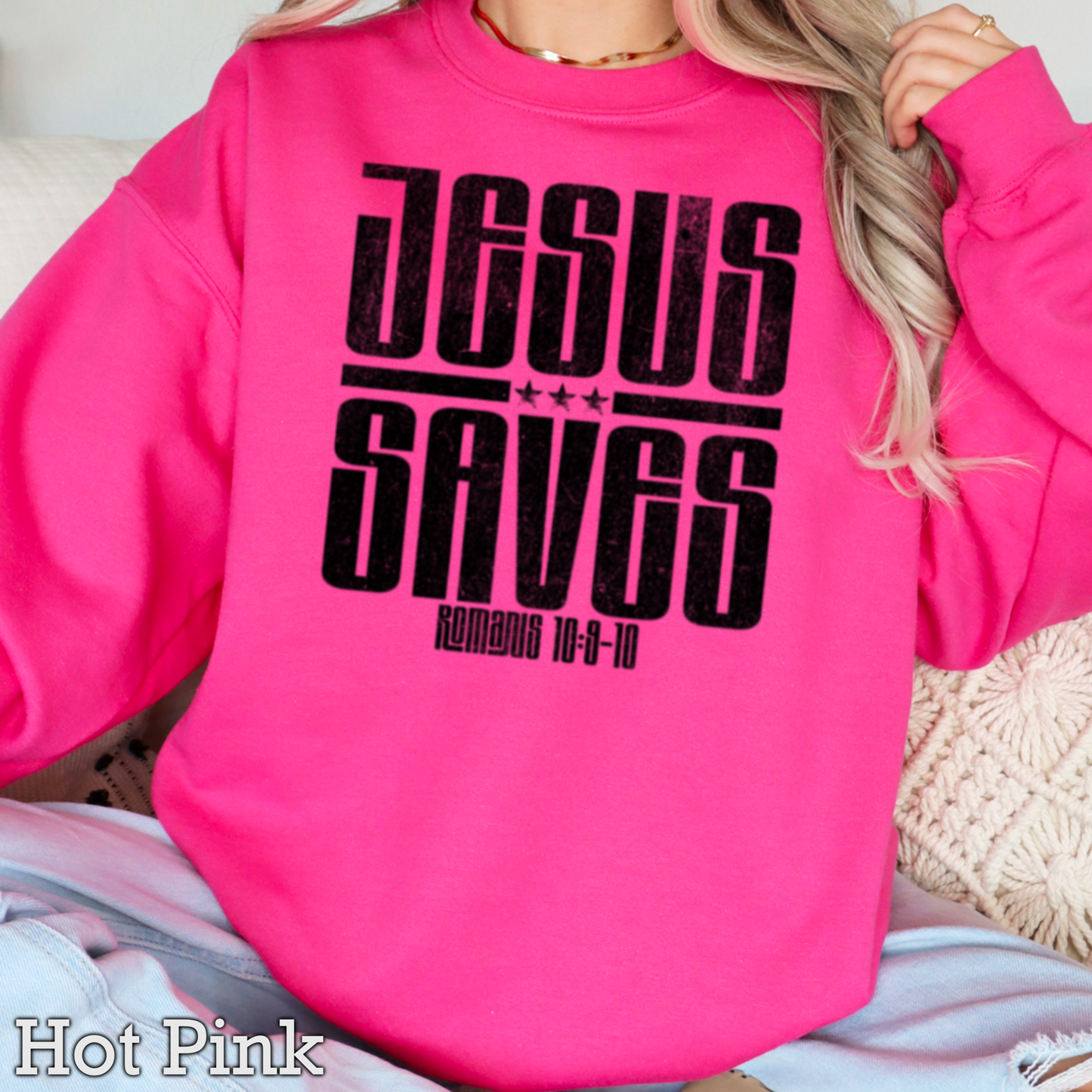 Jesus Saves Graphic Crewneck Sweatshirt