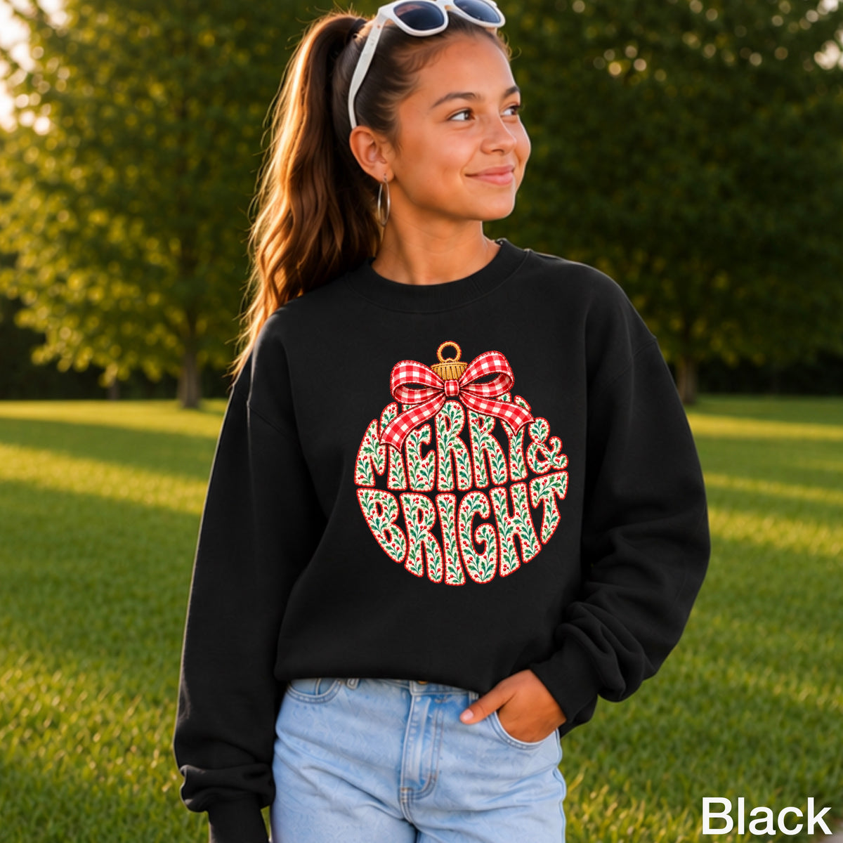 Merry & Bright Christmas Youth Crewneck Sweatshirt