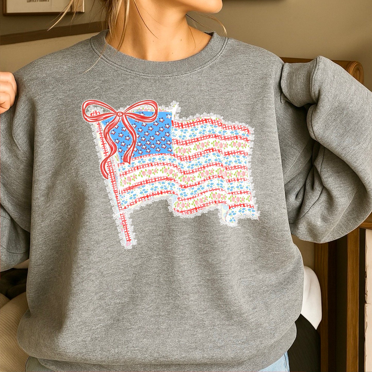 American Lace Flag Crewneck Sweatshirt