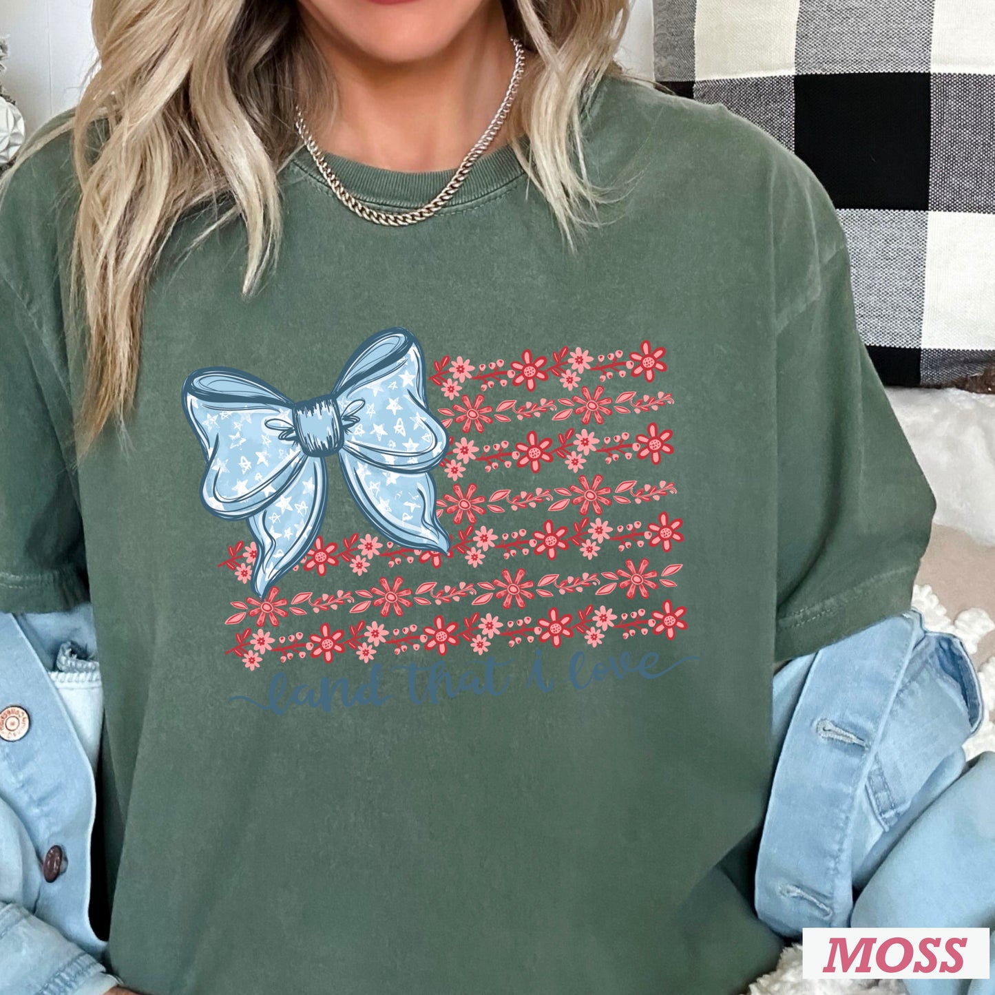 Land Of The Free Patriotic Comfort Color Graphic Tee