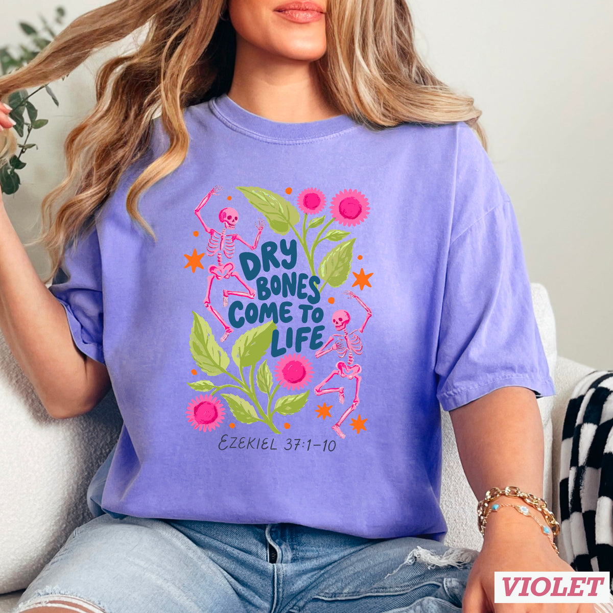 Dry Bones Come To Life Ezekiel 37 Navy Lettering Comfort Color Graphic Tee