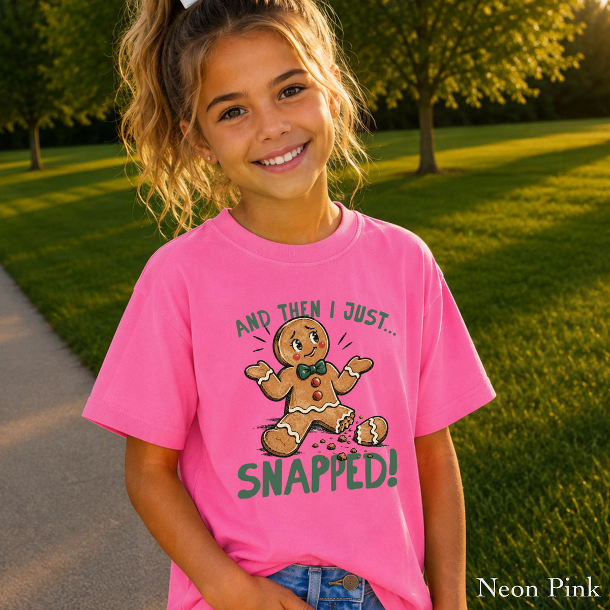 Gingerbread And Then I Just Snapped Christmas Youth Comfort Color T-Shirt
