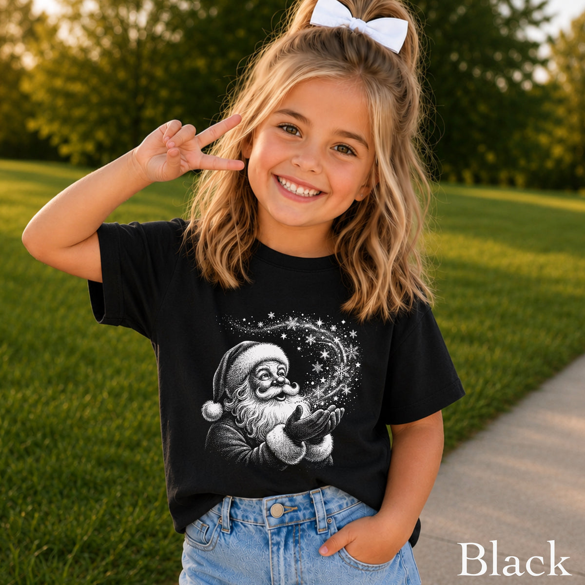 Santa Snowflakes Christmas Youth Comfort Color T-Shirt
