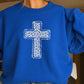 Snow Leopard Cross Christian Crewneck Sweatshirt