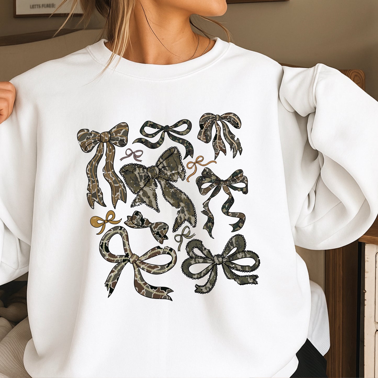 Camo Bows Crewneck Sweatshirt