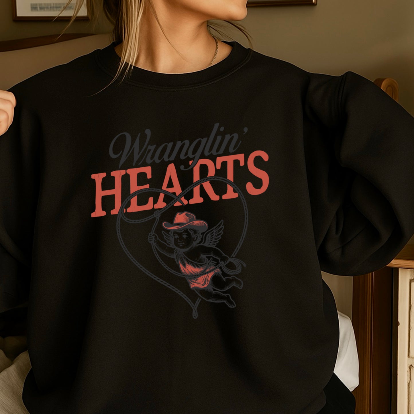 Wranglin Hearts Valentine’s Day Crewneck Sweatshirt
