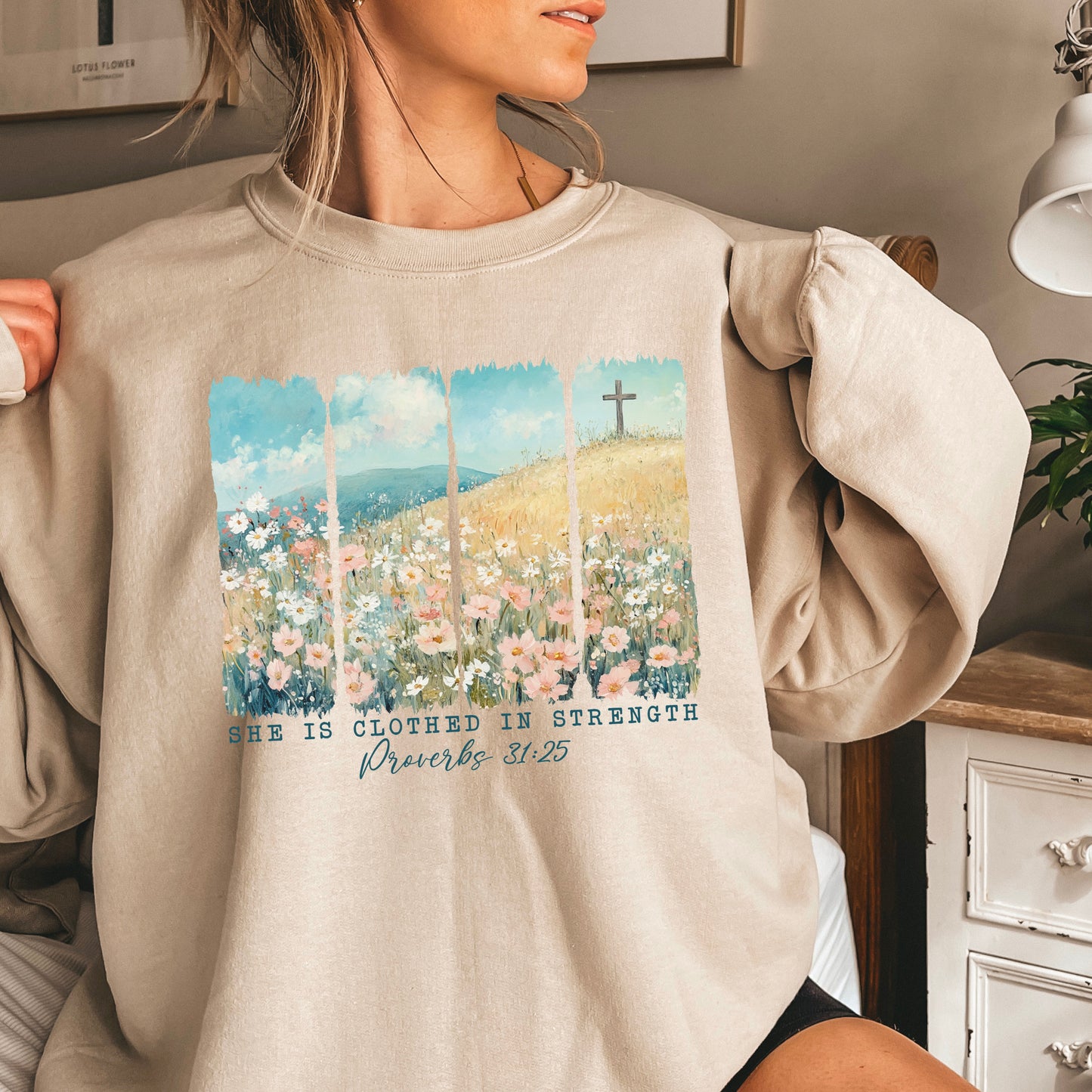 She Is Clothed Christian Crewneck Sweatshirt