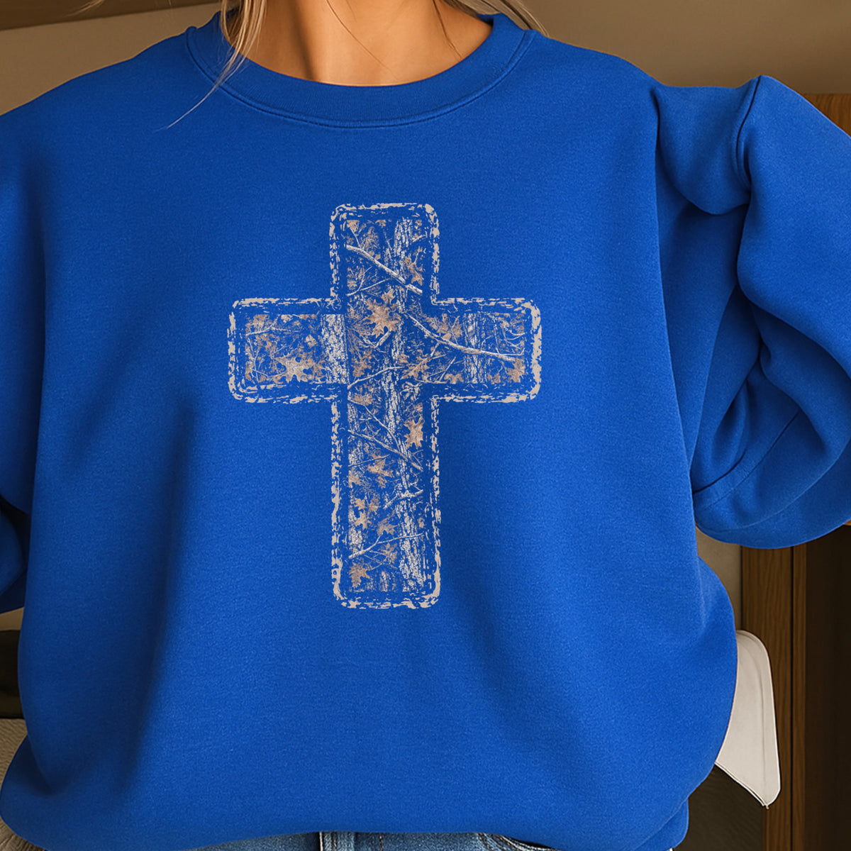 Camo Cross Christian Crewneck Sweatshirt