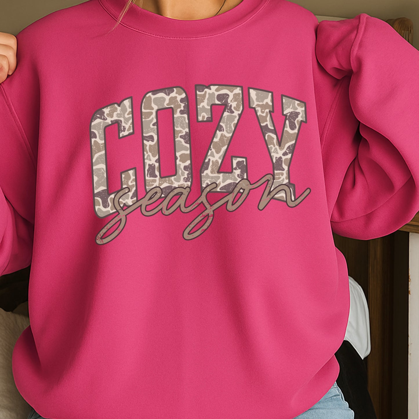 Camo Cozy Season Crewneck Sweatshirt
