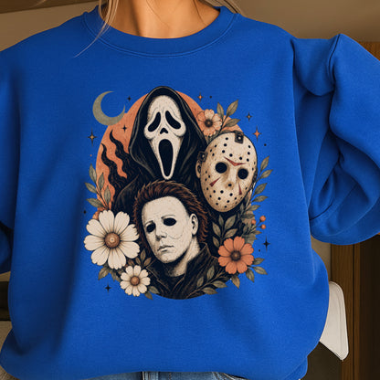 Floral Halloween Characters Crewneck Sweatshirt