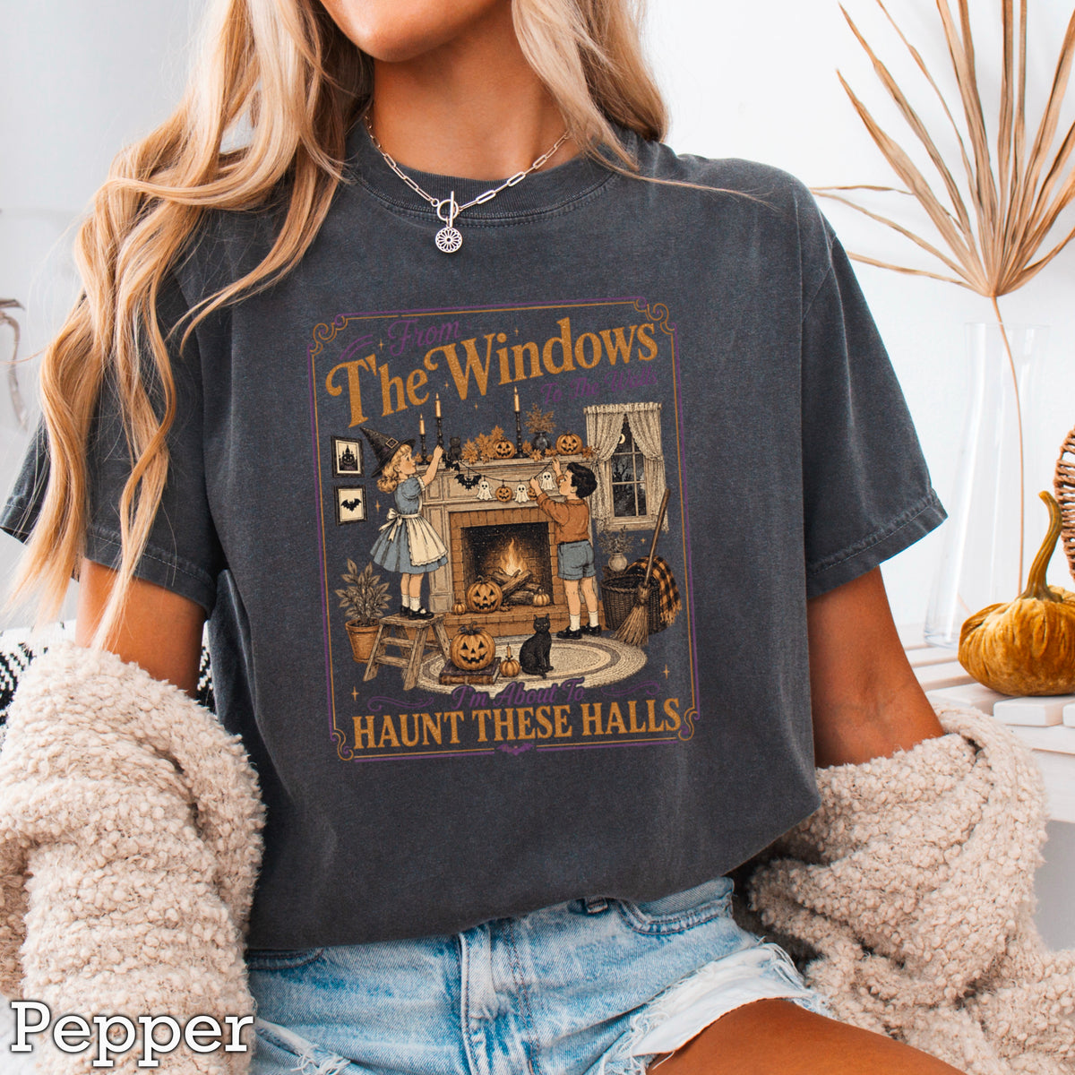 From The Windows To The Walls Halloween Comfort Color Graphic Tee