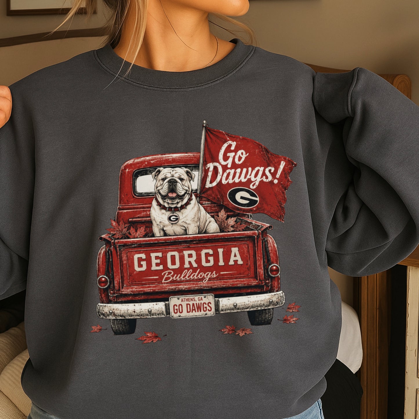 Red & Black Pickup Truck Crewneck Sweatshirt