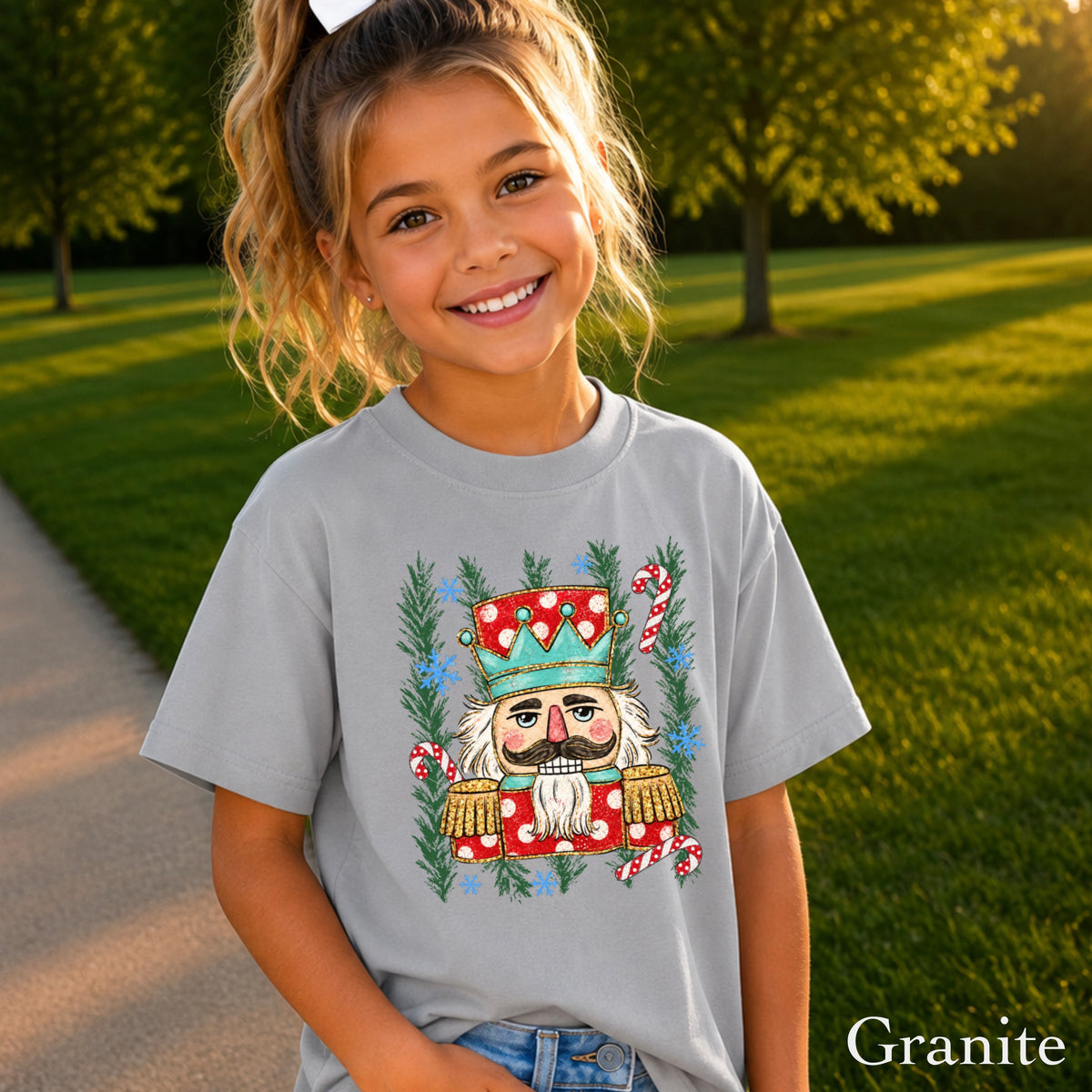 Preppy Nutcracker Christmas Youth Comfort Color T-Shirt