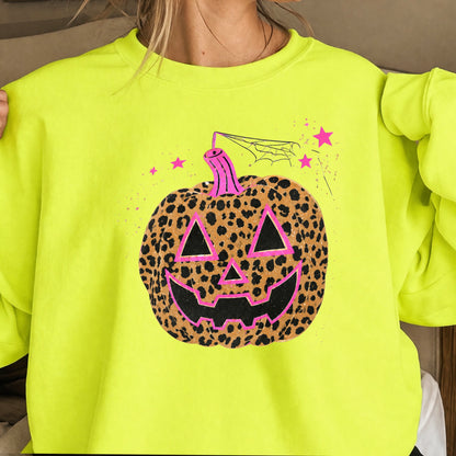 Leopard Pumpkin Halloween Crewneck Sweatshirt