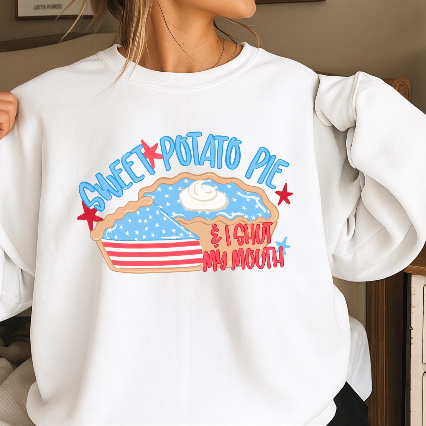 Sweet Potato Pie Patriotic Crewneck Sweatshirt
