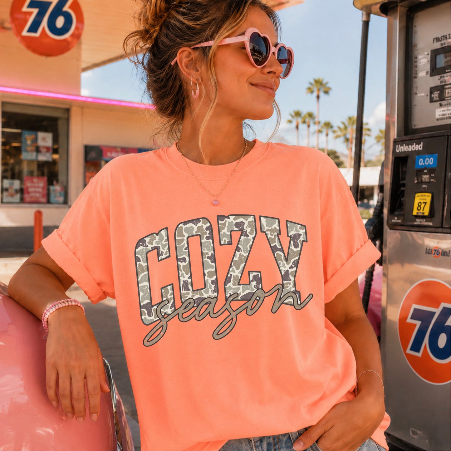 Camo Cozy Season Comfort Color Graphic Tee