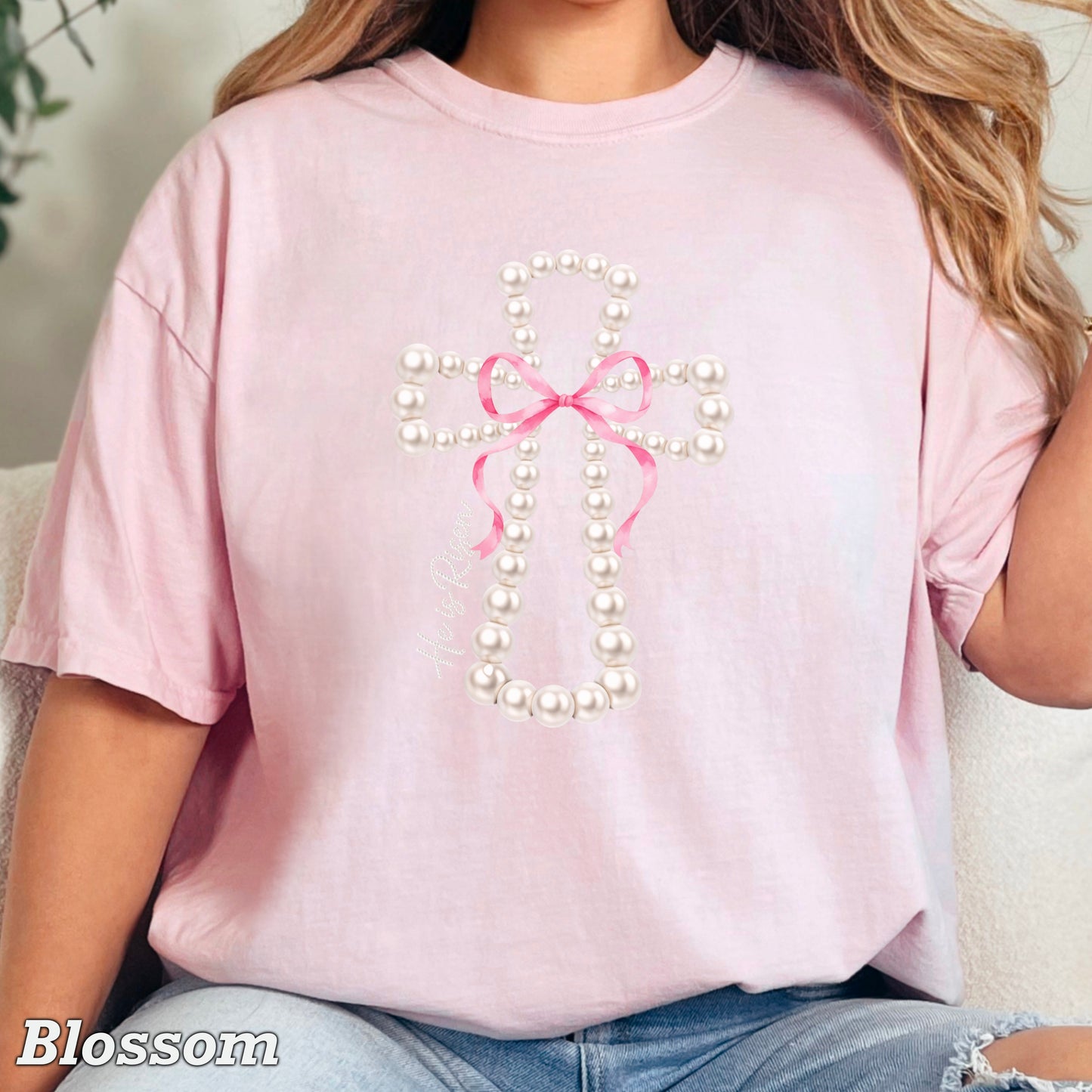 He Is Risen Easter Comfort Color Graphic Tee