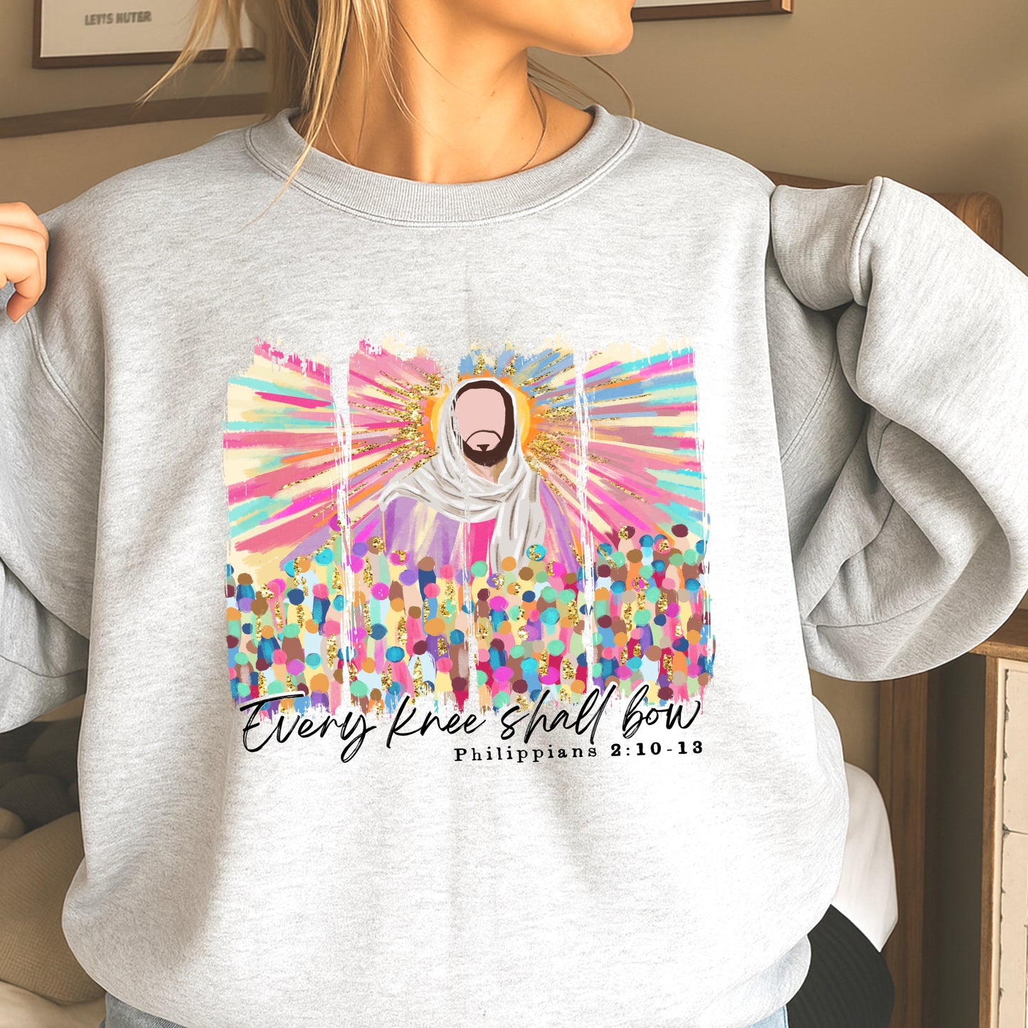 Every Knee Shall Bow Easter Crewneck Sweatshirt